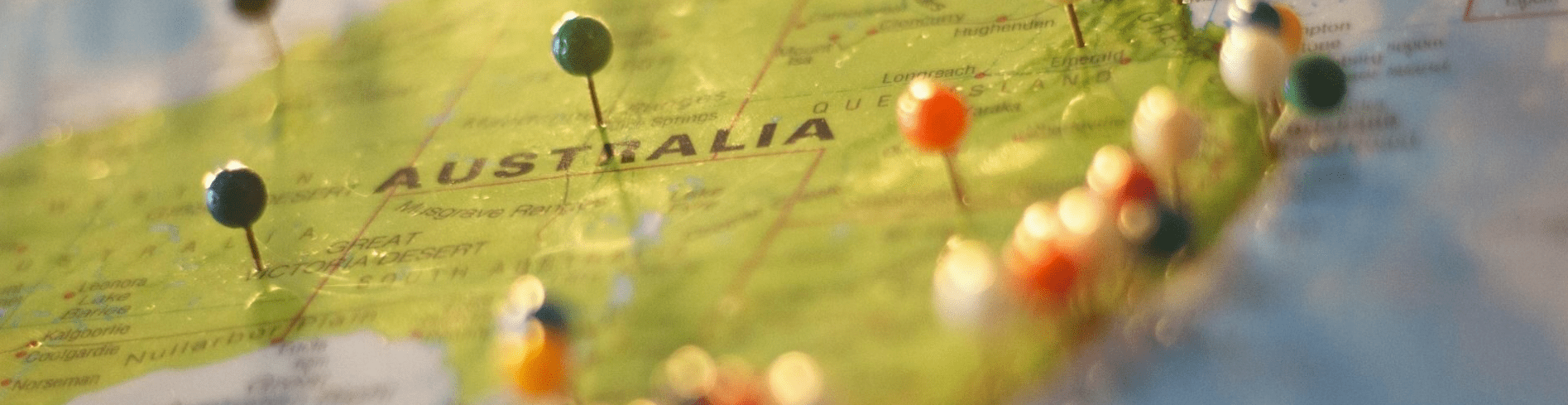 map with pin in Australia