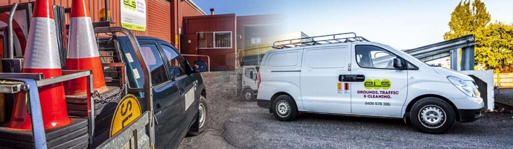 An image of two grounds traffic and cleaning vehicles.