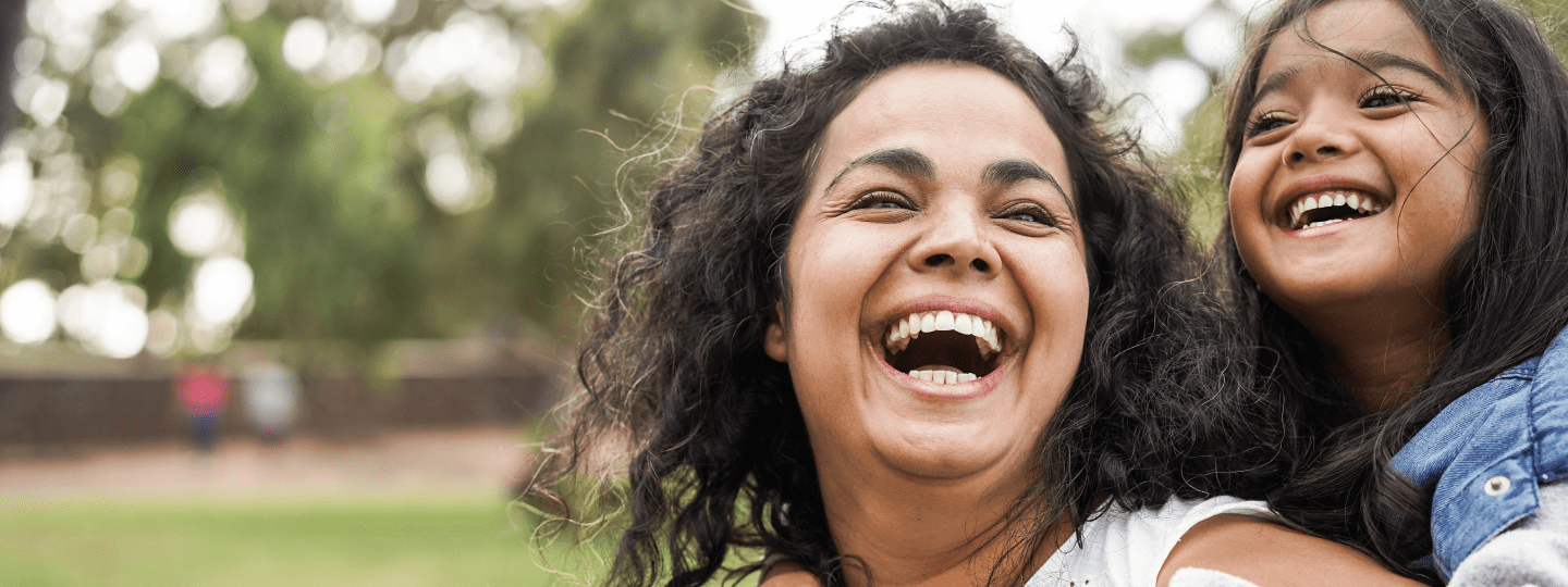 mom and child laughing